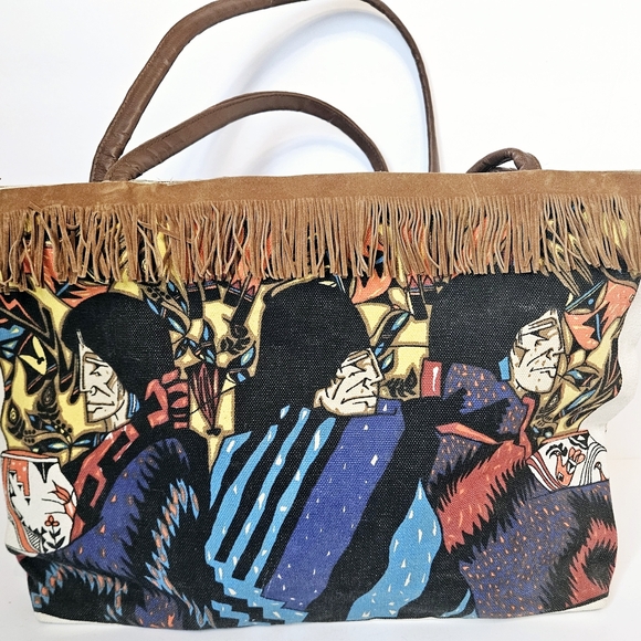 El Paso Saddle Bag Handbag feat: Amado Pena Art on Canvas Southwest Design Bag - Picture 7 of 13